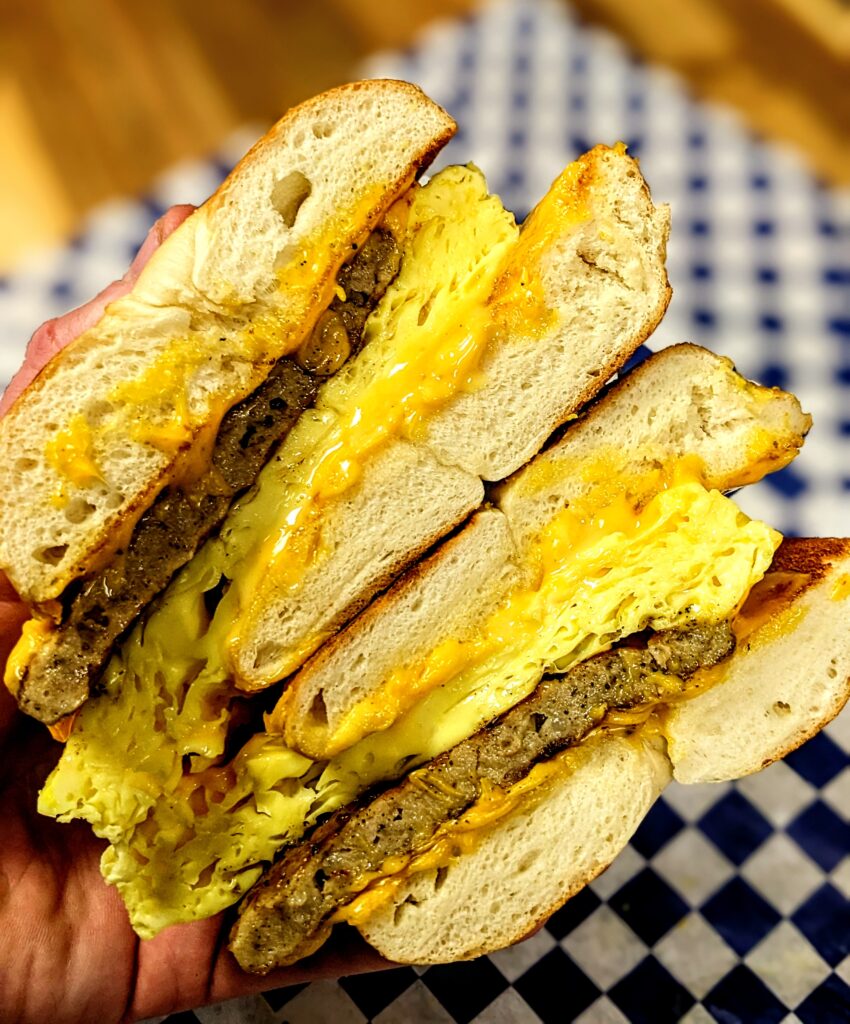 Sausage Egg and Cheese Bagel Sandwich
